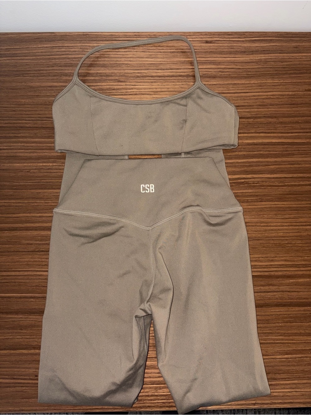 Crop Shop Boutique Taupe Active Two-Piece Set Isabelle Mathers XS top and leggin